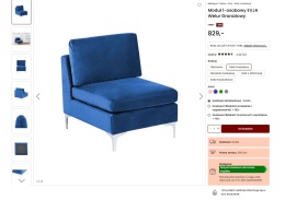Beliani Moduł 1-osobowy EVJA Granatowy Welur