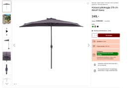 Beliani Parasol Półokrągły GALATI 270 cm Szary
