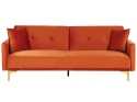 Beliani Sofa Rozkładana LUCAN Pomarańczowy Welur 3-osobowa