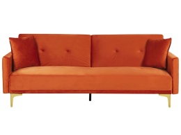 Beliani Sofa Rozkładana LUCAN Pomarańczowy Welur 3-osobowa