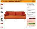 Beliani Sofa Rozkładana LUCAN Pomarańczowy Welur 3-osobowa