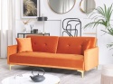 Beliani Sofa Rozkładana LUCAN Pomarańczowy Welur 3-osobowa