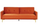 Beliani Sofa Rozkładana LUCAN Pomarańczowy Welur 3-osobowa