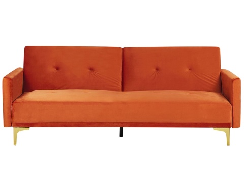 Beliani Sofa Rozkładana LUCAN Pomarańczowy Welur 3-osobowa Beliani Sofa Rozkładana LUCAN Pomarańczowy Welur 3-osobowa