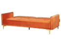Beliani Sofa Rozkładana LUCAN Pomarańczowy Welur 3-osobowa