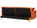Beliani Sofa Rozkładana LUCAN Pomarańczowy Welur 3-osobowa