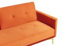 Beliani Sofa Rozkładana LUCAN Pomarańczowy Welur 3-osobowa