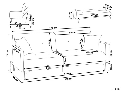 Beliani Sofa Rozkładana LUCAN Pomarańczowy Welur 3-osobowa Beliani Sofa Rozkładana LUCAN Pomarańczowy Welur 3-osobowa