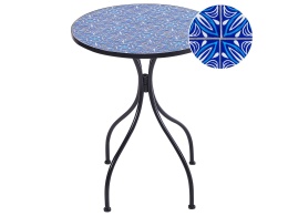 Beliani Stolik Bistro CIGLIANO Czarny z Ceramicznym Blatem Mozaikowym Ø 60 cm