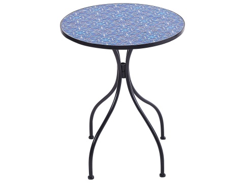 Beliani Stolik Bistro CIGLIANO Czarny z Ceramicznym Blatem Mozaikowym Ø 60 cm Beliani Stolik Bistro CIGLIANO Czarny z Ceramicznym Blatem Mozaikowym Ø 60 cm