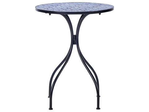 Beliani Stolik Bistro CIGLIANO Czarny z Ceramicznym Blatem Mozaikowym Ø 60 cm Beliani Stolik Bistro CIGLIANO Czarny z Ceramicznym Blatem Mozaikowym Ø 60 cm