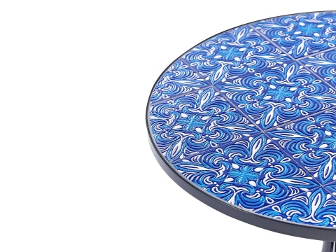 Beliani Stolik Bistro CIGLIANO Czarny z Ceramicznym Blatem Mozaikowym Ø 60 cm Beliani Stolik Bistro CIGLIANO Czarny z Ceramicznym Blatem Mozaikowym Ø 60 cm