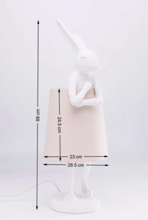 Designerska Lampa Stołowa KARE Rabbit z Różowym Abażurem, 68 cm Designerska Lampa Stołowa KARE Rabbit z Różowym Abażurem, 68 cm