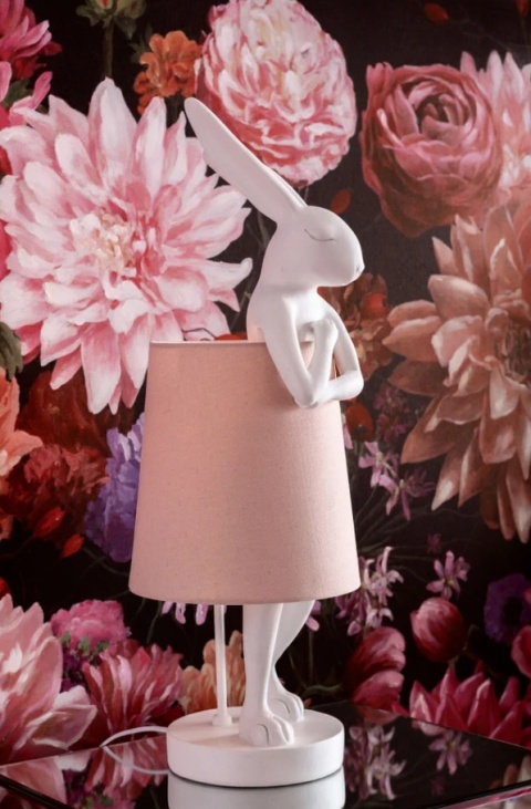 Designerska Lampa Stołowa KARE Rabbit z Różowym Abażurem, 68 cm Designerska Lampa Stołowa KARE Rabbit z Różowym Abażurem, 68 cm