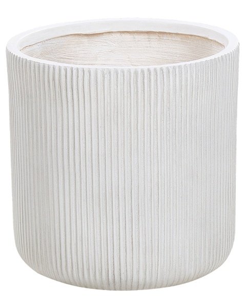 Donica OREOI, Okrągła, 37 cm, Off-White – Zewnętrzna Donica z Otworem Drenażowym