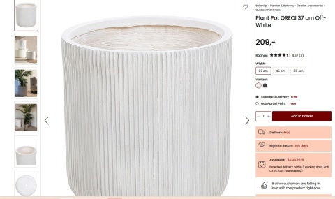 Donica OREOI, Okrągła, 37 cm, Off-White – Zewnętrzna Donica z Otworem Drenażowym Donica OREOI, Okrągła, 37 cm, Off-White – Zewnętrzna Donica z Otworem Drenażowym