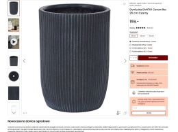 Doniczka Beliani EANTIO 25 cm – czarna, nowoczesna, z otworem drenażowym