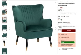 Fotel Beliani VARBERG uszak z weluru – szmaragdowy