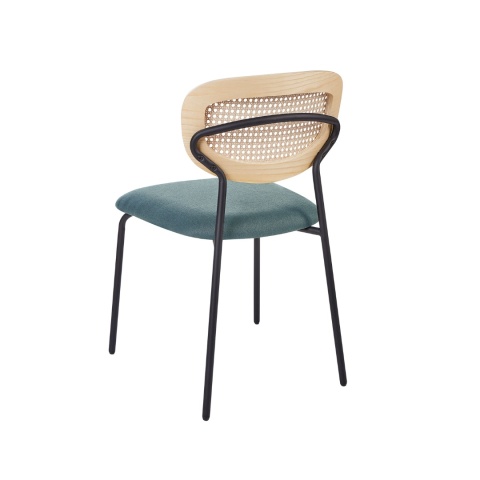 Krzesło do Jadalni Beliani MAYETTA, Rattan i Turkusowa Tkanina Krzesło do Jadalni Beliani MAYETTA, Rattan i Turkusowa Tkanina