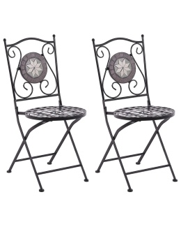 Krzesło ogrodowe CARIATI, Metalowe, Czarny – Styl Vintage, Mozaika