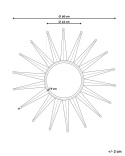Lustro ścienne beliani PERELLI – metalowe, złote, 60 × 60 cm, dekoracyjne lustro w stylu sunburst