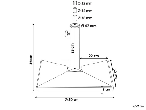 Podstawa do parasola CERVO, Kwadratowa, 25 kg, Czarna – Stabilna i Trwała Podstawa do parasola CERVO, Kwadratowa, 25 kg, Czarna – Stabilna i Trwała