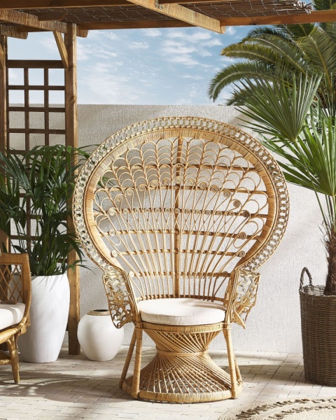 Fotel paw EMMANUELLE rattanowy naturalny | Beliani Fotel paw EMMANUELLE rattanowy naturalny | Beliani