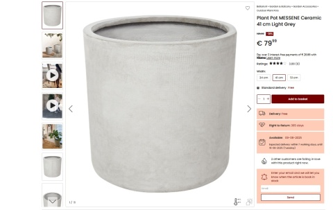 Donica MESSENE 41 cm | Jasnoszara | Okrągła doniczka z włókna ceramicznego Donica MESSENE 41 cm | Jasnoszara | Okrągła doniczka z włókna ceramicznego