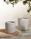 Donica MESSENE 41 cm | Jasnoszara | Okrągła doniczka z włókna ceramicznego
