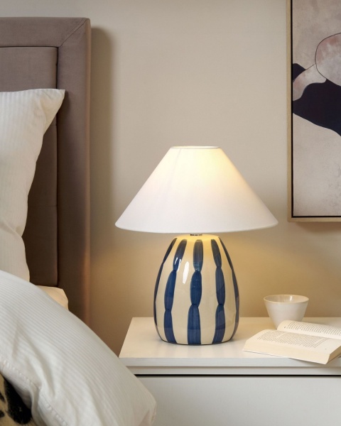 Lampa stołowa Beliani LUCHETTI – ceramika beżowo-niebieska Lampa stołowa Beliani LUCHETTI – ceramika beżowo-niebieska