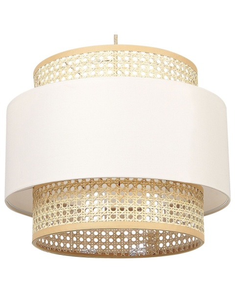 beliani Lampa wisząca YUMURI Rattan Jasnobeżowy z regulowanym kablem beliani Lampa wisząca YUMURI Rattan Jasnobeżowy z regulowanym kablem