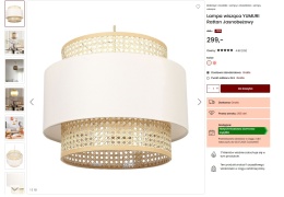 beliani Lampa wisząca YUMURI Rattan Jasnobeżowy z regulowanym kablem