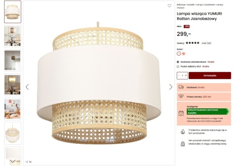 beliani Lampa wisząca YUMURI Rattan Jasnobeżowy z regulowanym kablem beliani Lampa wisząca YUMURI Rattan Jasnobeżowy z regulowanym kablem
