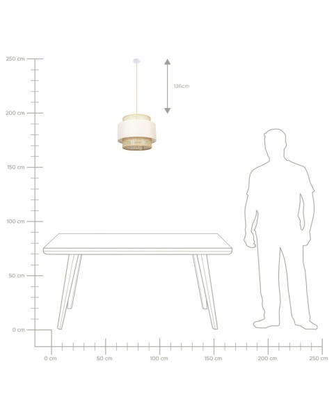 beliani Lampa wisząca YUMURI Rattan Jasnobeżowy z regulowanym kablem beliani Lampa wisząca YUMURI Rattan Jasnobeżowy z regulowanym kablem