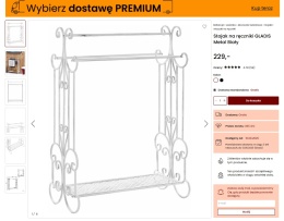 Beliani Stojak na ręczniki GLADIS Biały 60 x 90 cm Metalowy Retro