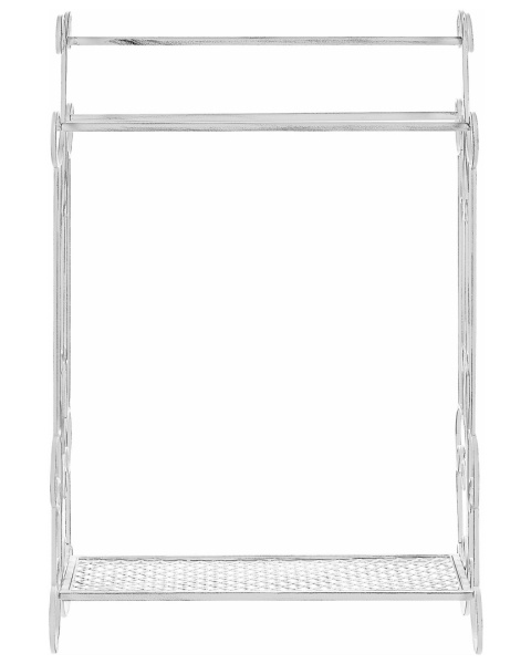 Beliani Stojak na ręczniki GLADIS Biały 60 x 90 cm Metalowy Retro Beliani Stojak na ręczniki GLADIS Biały 60 x 90 cm Metalowy Retro