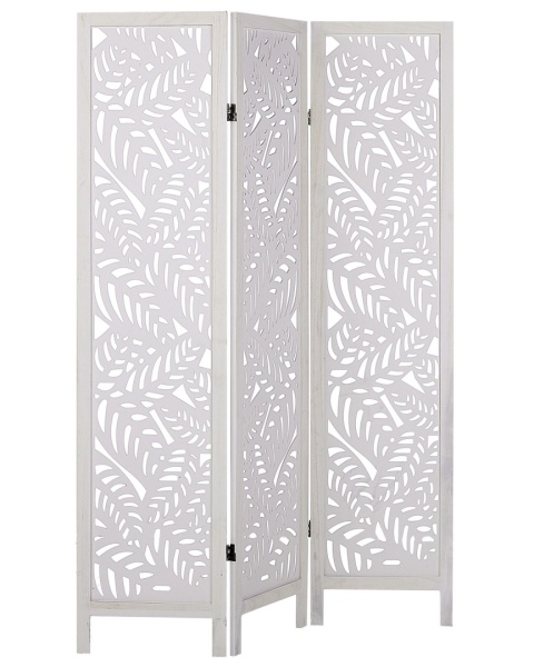 Beliani Parawan MELAGO Biały – 3-Skrzydłowy, Drewniany, 170 x 122 cm Beliani Parawan MELAGO Biały – 3-Skrzydłowy, Drewniany, 170 x 122 cm