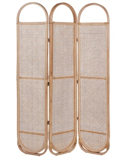 Beliani Parawan CORTONA Jasnobrązowy – 3-Panelowy, Rattanowy, 118 x 180 cm