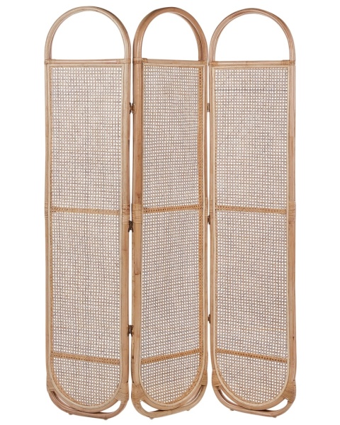 Beliani Parawan CORTONA Jasnobrązowy – 3-Panelowy, Rattanowy, 118 x 180 cm