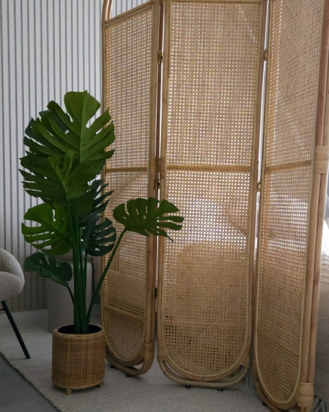 Beliani Parawan CORTONA Jasnobrązowy – 3-Panelowy, Rattanowy, 118 x 180 cm Beliani Parawan CORTONA Jasnobrązowy – 3-Panelowy, Rattanowy, 118 x 180 cm