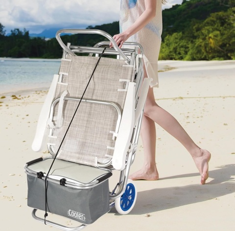 Duży Wózek Plażowy Transportowy XXL Składany Aktive Beach z Grubymi Kołami, Niebieski Duży Wózek Plażowy Transportowy XXL Składany Aktive Beach z Grubymi Kołami, Niebieski