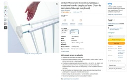 Bramka Zabezpieczająca Munchkin Lindam, Przykręcana, Bezprogowa 64.5-102 cm, Biała