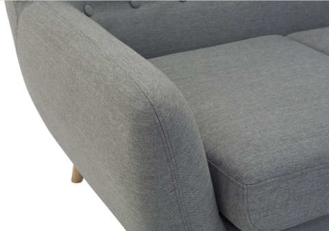 Sofa 3-osobowa Beliani MOTALA, Szara, Styl Retro, Dębowe Nogi Sofa 3-osobowa Beliani MOTALA, Szara, Styl Retro, Dębowe Nogi