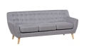Sofa 3-osobowa Beliani MOTALA, Szara, Styl Retro, Dębowe Nogi