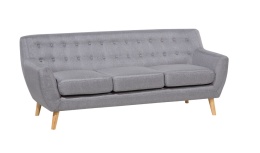 Sofa 3-osobowa Beliani MOTALA, Szara, Styl Retro, Dębowe Nogi
