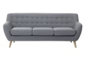 Sofa 3-osobowa Beliani MOTALA, Szara, Styl Retro, Dębowe Nogi
