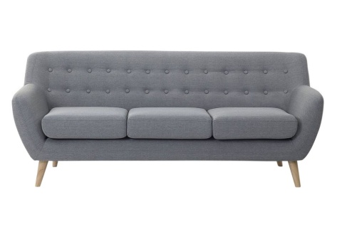 Sofa 3-osobowa Beliani MOTALA, Szara, Styl Retro, Dębowe Nogi Sofa 3-osobowa Beliani MOTALA, Szara, Styl Retro, Dębowe Nogi