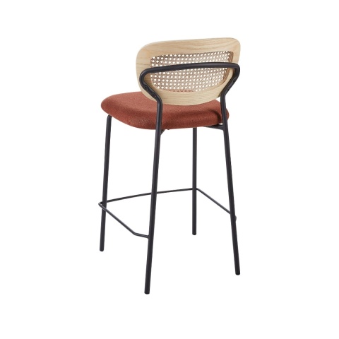 Hoker Barowy Beliani MAYETTA, Rattan i Pomarańczowa Tkanina Hoker Barowy Beliani MAYETTA, Rattan i Pomarańczowa Tkanina