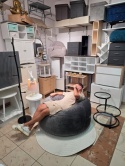 Pufa GIGANTO MEMORY, Szary Welur, 100 cm