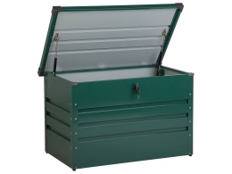 Skrzynia ogrodowa CEBROSA 100x62 cm, Metalowa, Zielona – 300 L, Zamek